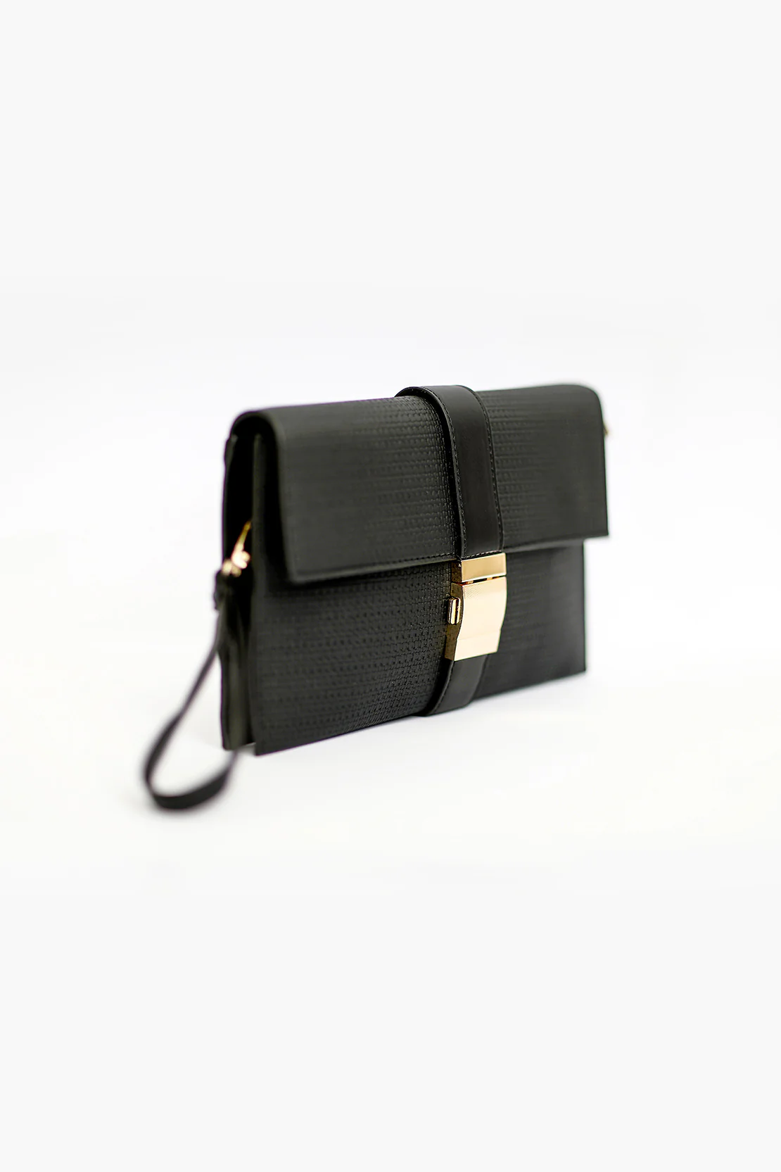 Strapped Metal Front Clutch - Black - Image 4