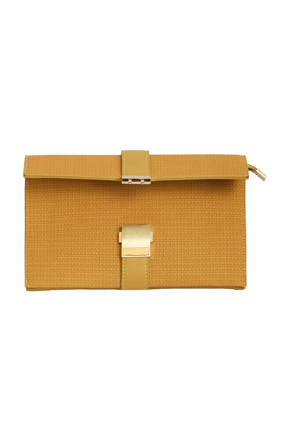 Strapped Metal Front Clutch - Mustard - Image 3