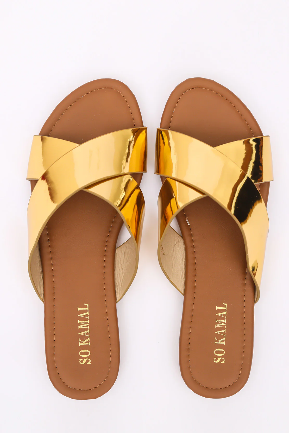 Criss-Cross Dazzling Flats - Golden - Image 2