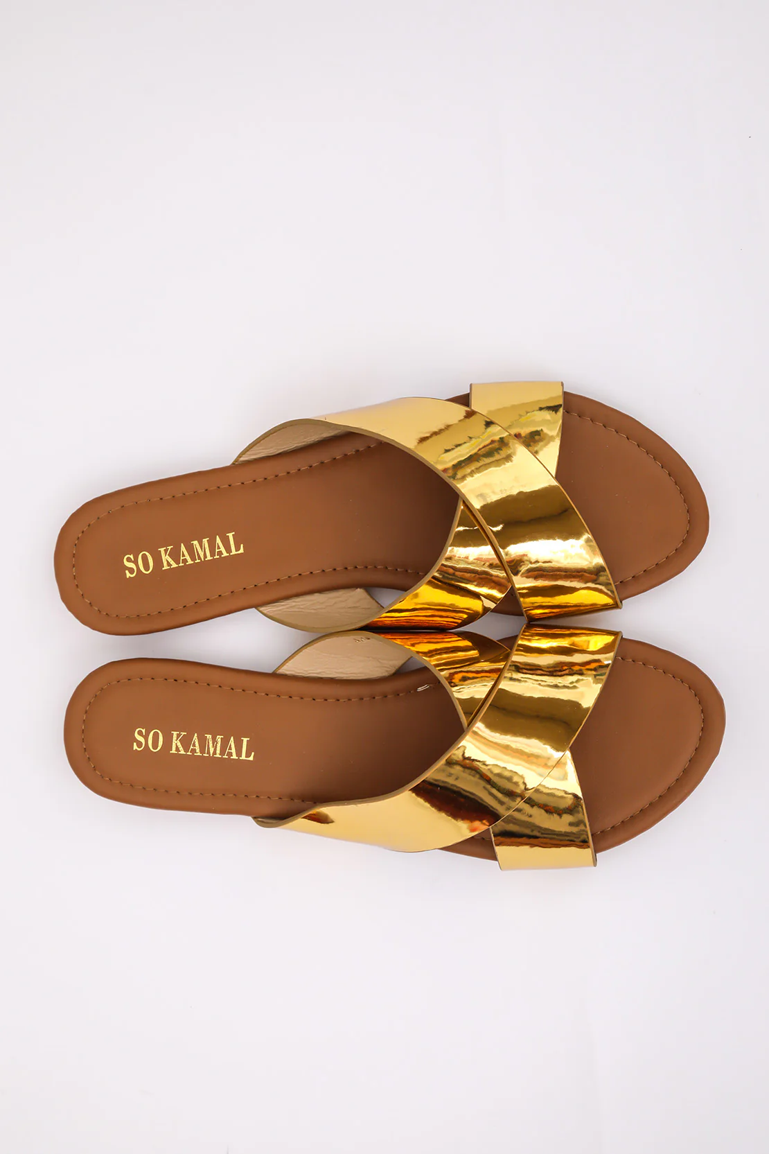 Criss-Cross Dazzling Flats - Golden - Image 3