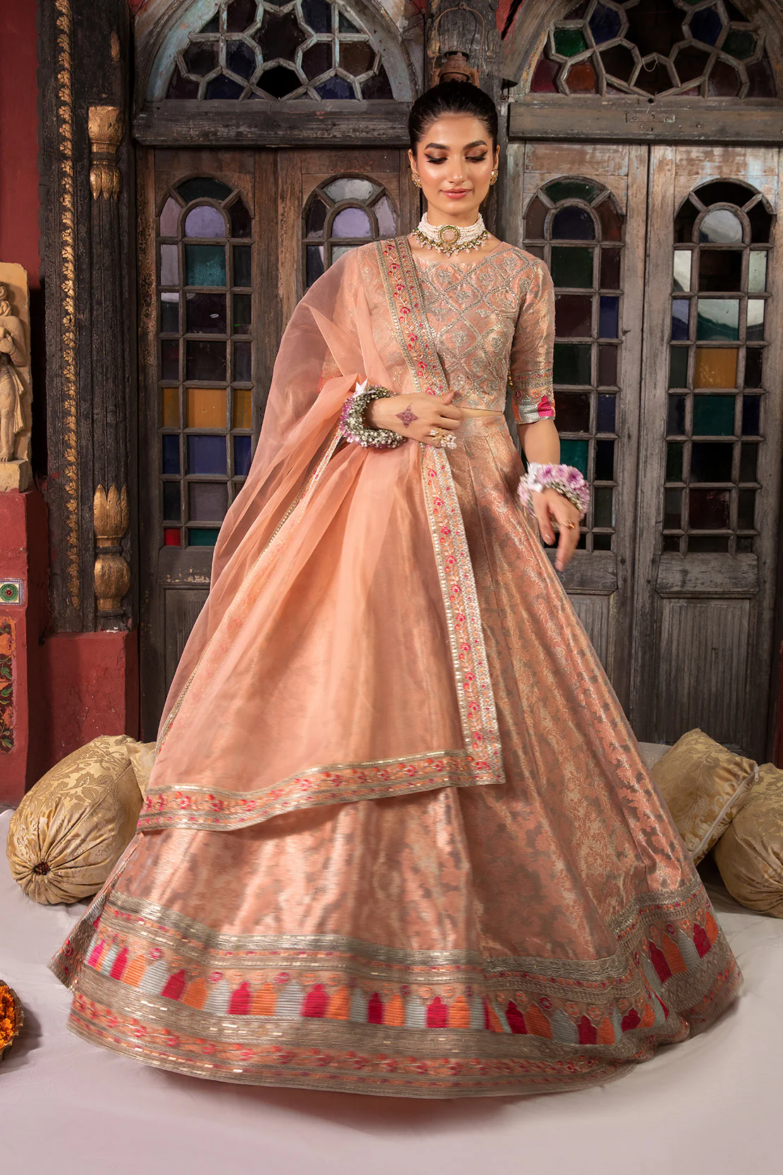LUMA – 3PC ZARI JAMAWAR & ORGANZA EMBELLISHED PRET - Image 5