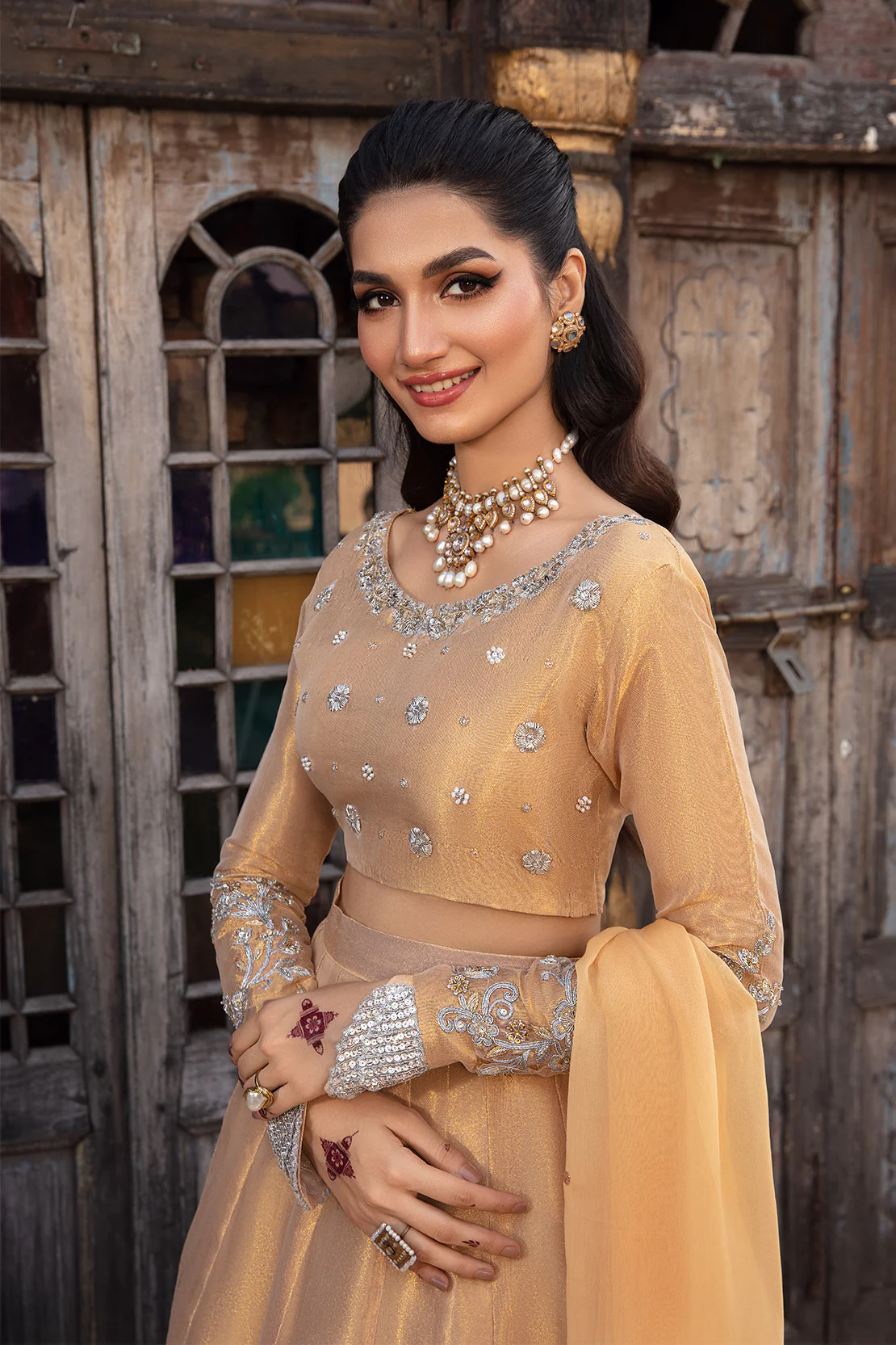 MYSTIC – 3PC TISSUE & CHIFFON WEDDING FESTIVE PRET - Image 3