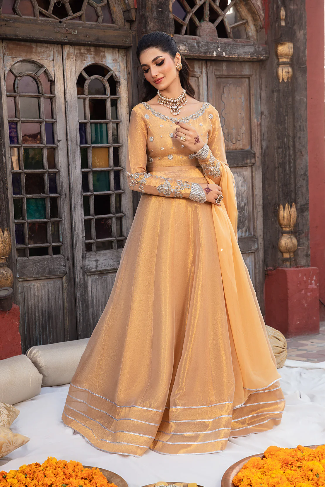 MYSTIC – 3PC TISSUE & CHIFFON WEDDING FESTIVE PRET - Image 5