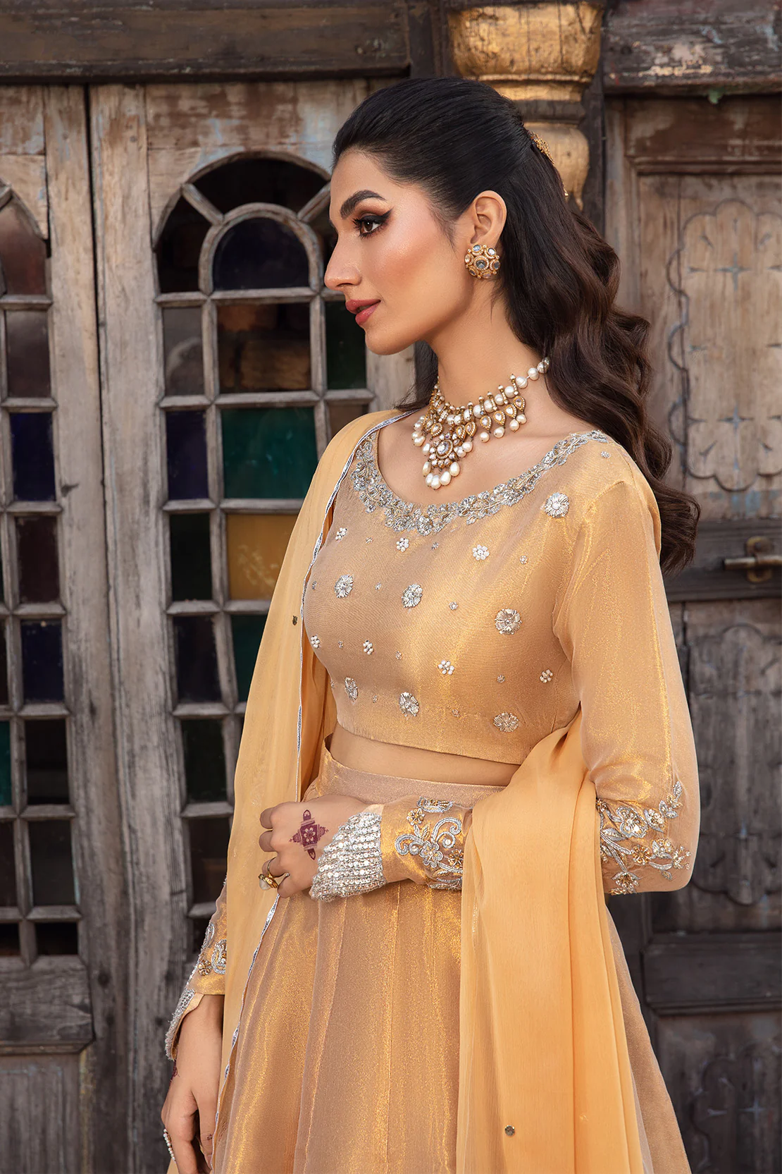 MYSTIC – 3PC TISSUE & CHIFFON WEDDING FESTIVE PRET - Image 8