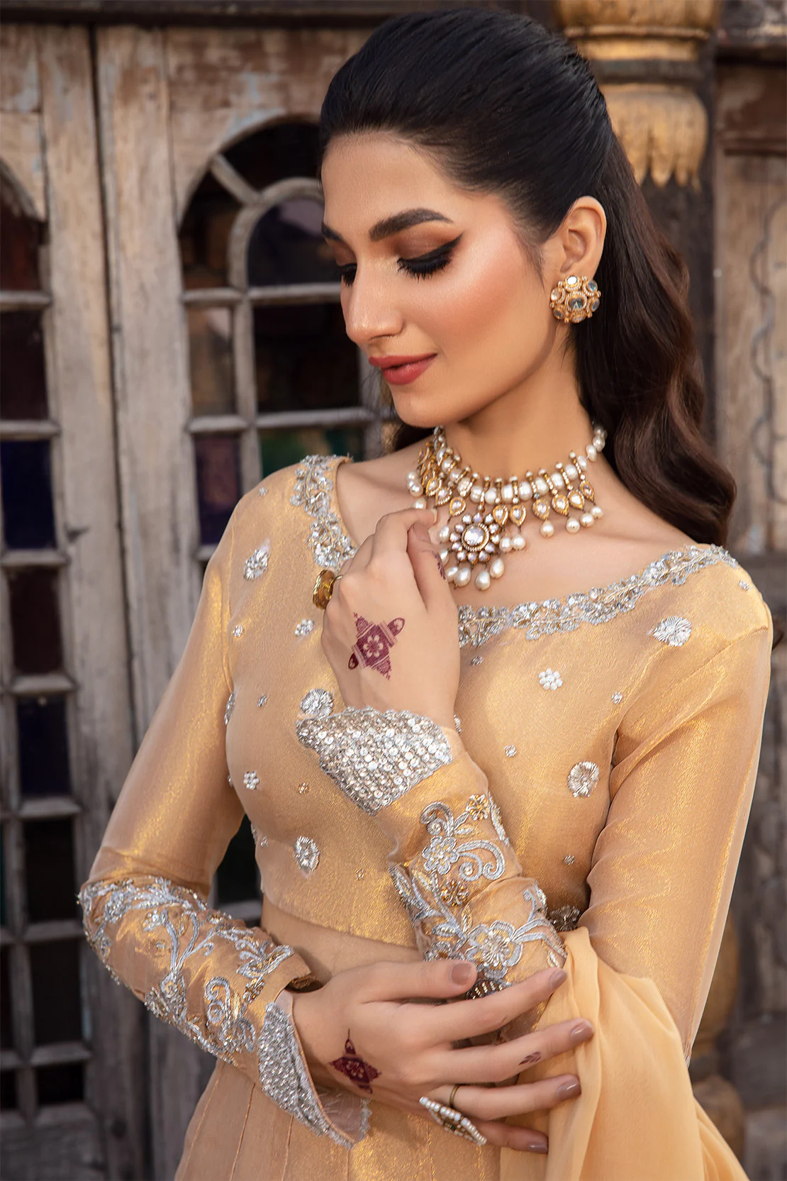 MYSTIC – 3PC TISSUE & CHIFFON WEDDING FESTIVE PRET - Image 9