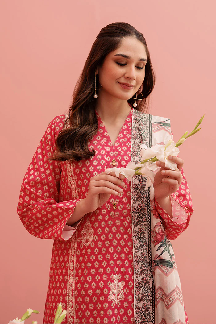 Printed - 3 Pc Lawn Suit (Stitched) - Image 4