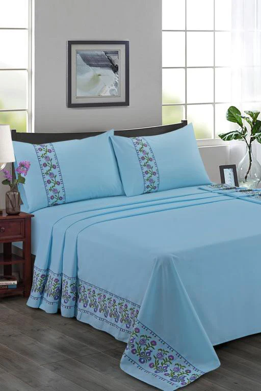 Dyed Sheet Set with Embroidery