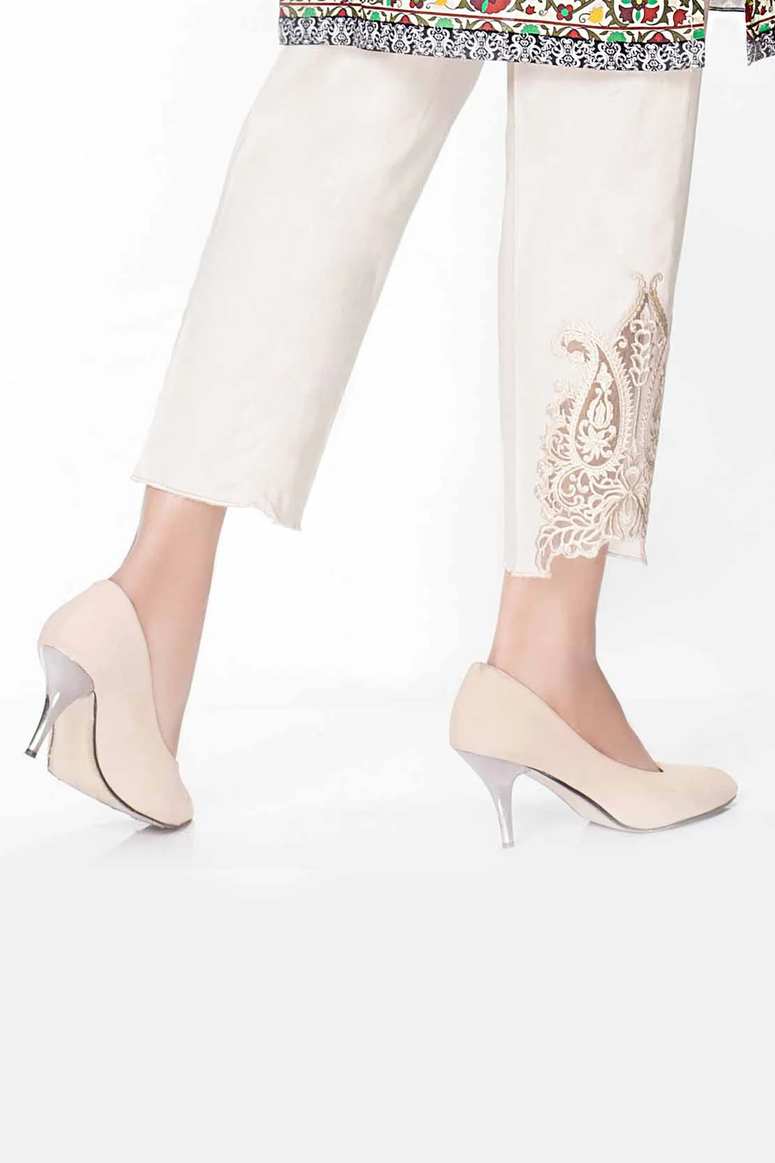 Straight Pant Emb - Beige - Image 2