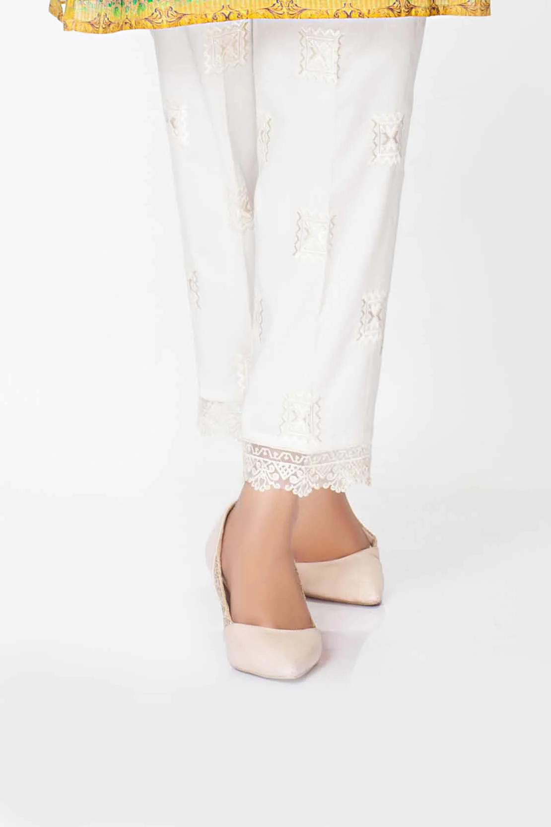Straight Pant Emb - Offwhite