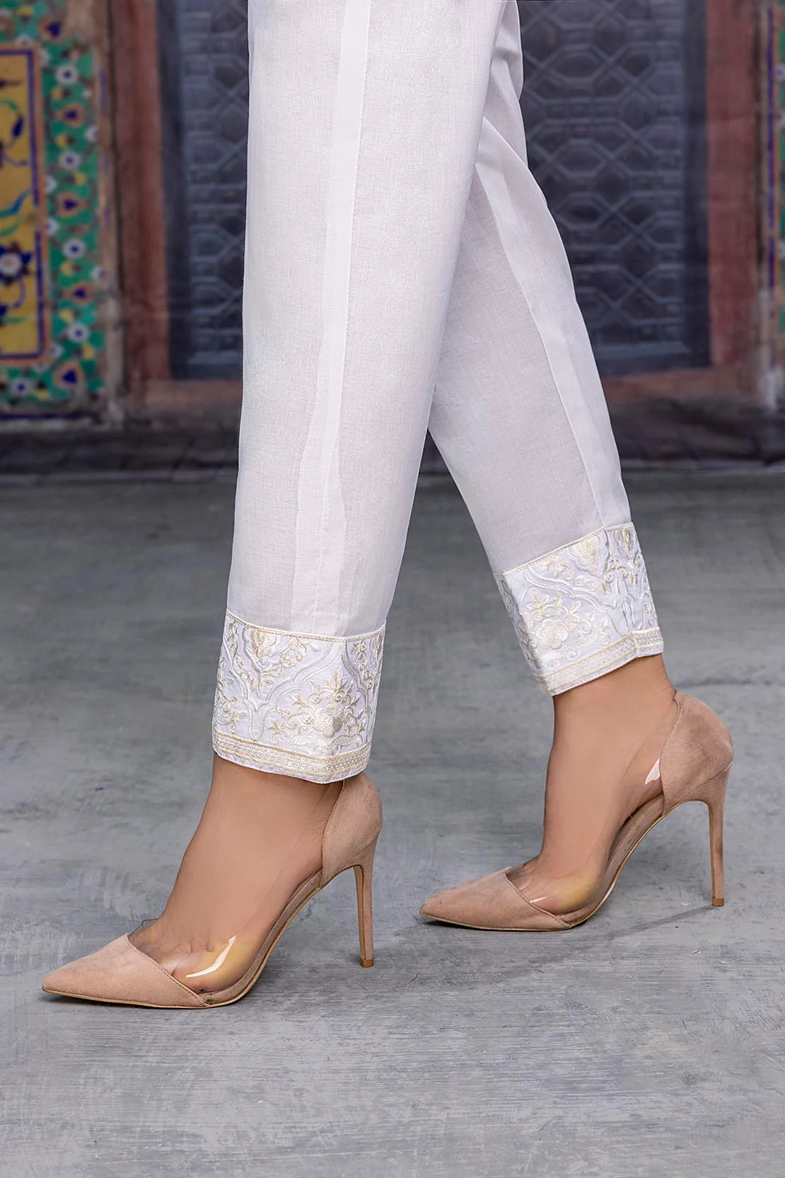 Embroidered Fitted Pant - Image 3