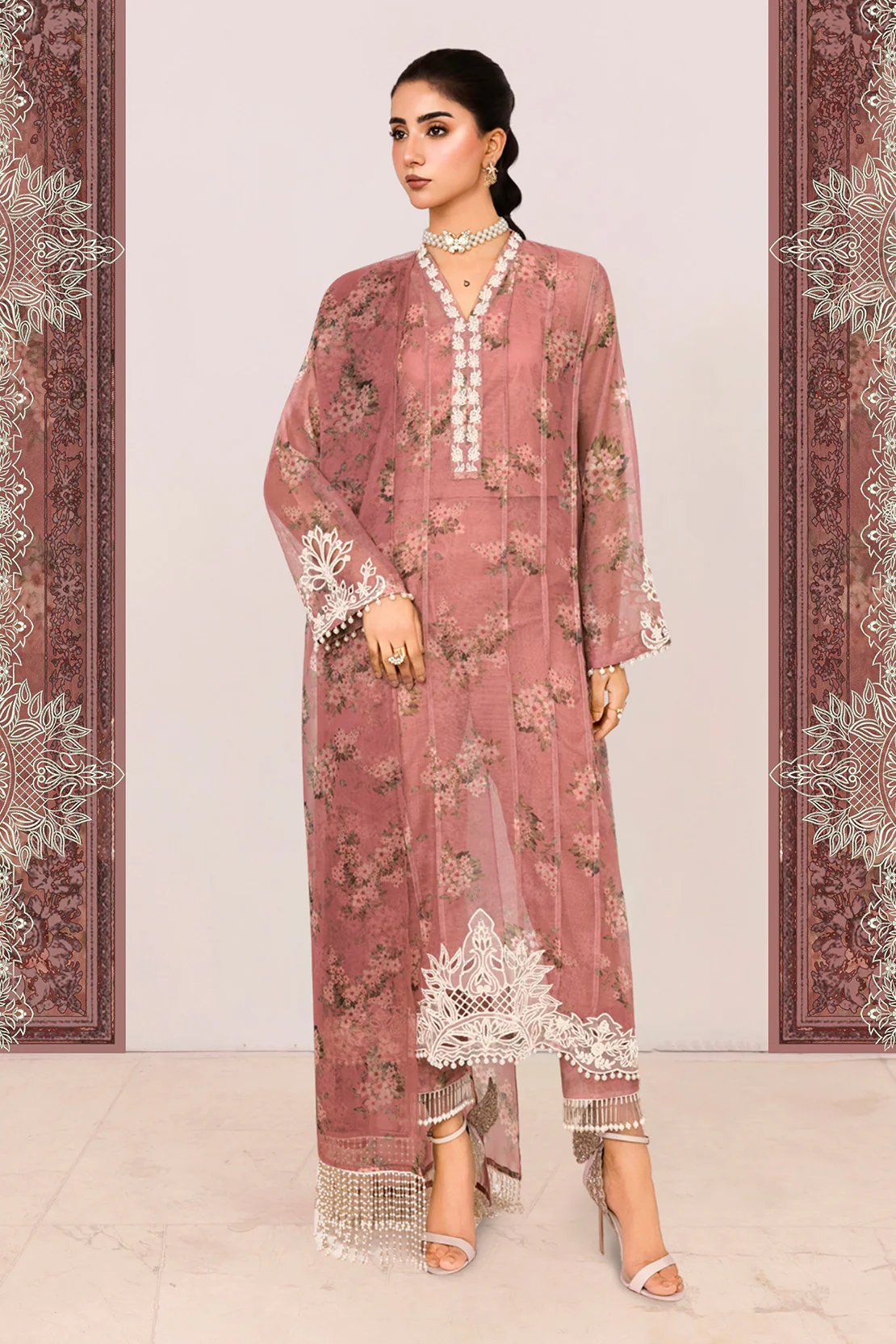3PC COTTON NET, ORGANZA & LAWN EID FESTIVE UNSTITCHED - Image 6
